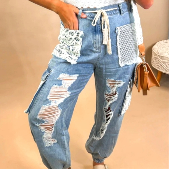 POL Denim - POL Carefree Blue Denim Joggers. NWOT‎ SZ S